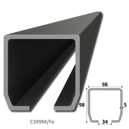 C profil MEDIO 98x98x5 mm černý