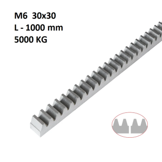 Hřeben kovový 30 x 30 mm, 1000 mm, pro pohony s pastorkem M6, max. do 5000kg, pozinkovaný, cena za kus