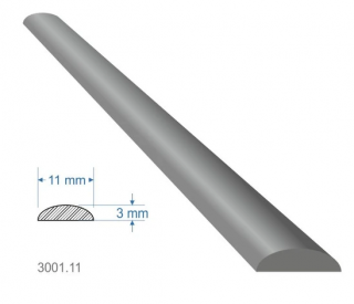 Pásovina oblá D, 11 x 3 x 3000 mm, měkká, cena za KUS (3m)