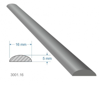 Pásovina oblá D, 16 x 5 x 2000 mm, měkká, cena za KUS (2m)
