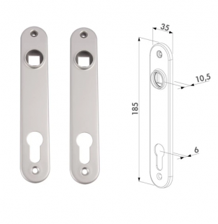 LOCINOX® krycí štítek s otvorem pro kliku a cylindrickou vložku, rozteč 92 mm, materiál: nerezavějící ocel, cena za PÁR