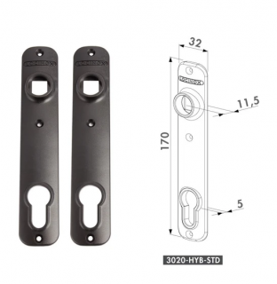 LOCINOX® krycí štítek s otvorem pro kliku a cylindrickou vložku, rozteč 92 mm, materiál: polyamid, cena za PÁR
