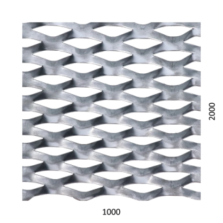Tahokov Fe kosočtvercové oko: 62x25 mm, můstek: 9 mm (1000x2000x1,5 mm)