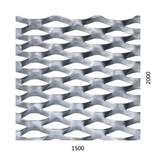 Tahokov Fe kosočtvercové oko: 62x25 mm, můstek: 9 mm (1500x2000x1,5 mm)