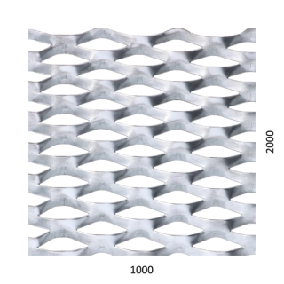 Tahokov Zn kosočtvorcové oko: 62 x 25 mm, můstek: 9 mm (1000x2000 x 1,5 mm)