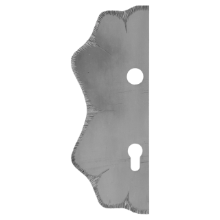 Štít s 250x95x3mm s otvory, rozteč 90mm, otvor pro kliku ø 19,5mm, zdobený, levý